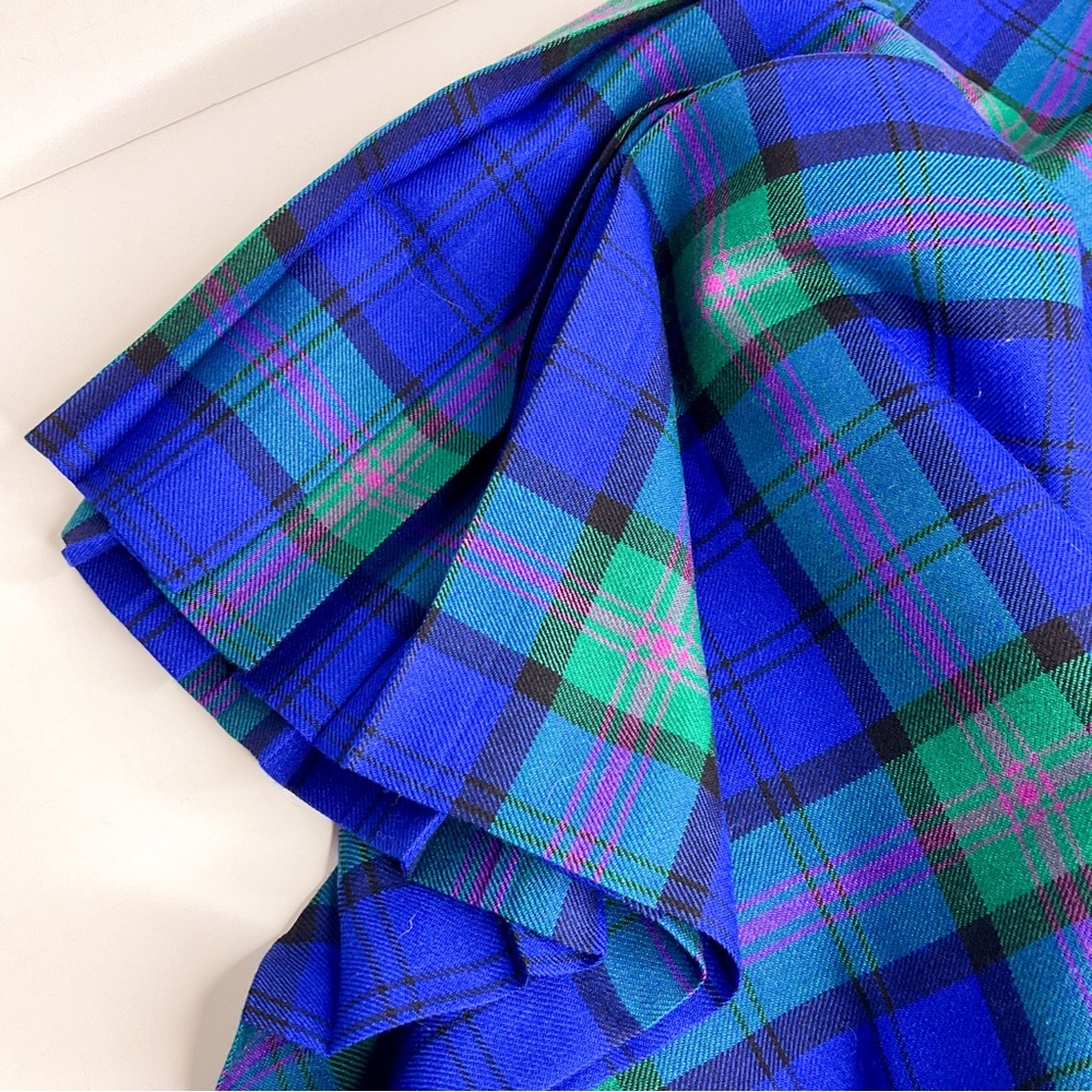 Vintage Blue and Green Plaid Midi Skirt